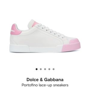 dolce and gabbana portofino pink lace up sneakers 37.5